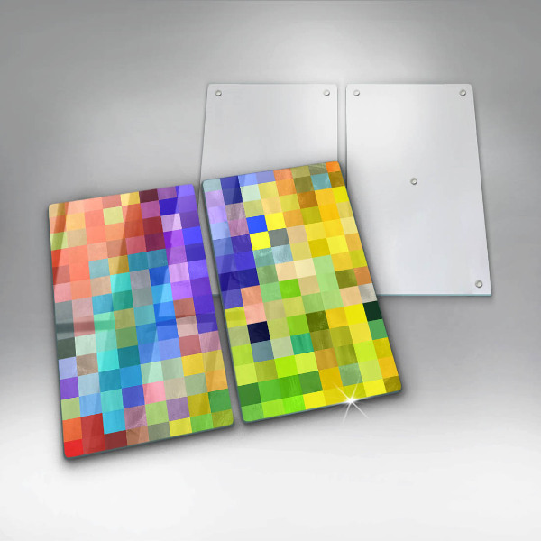 Glass chopping board Colorful squares pixels