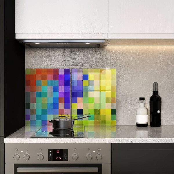 Glass chopping board Colorful squares pixels