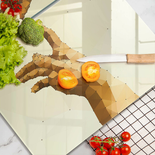 Glass chopping board Creation of Adam hands