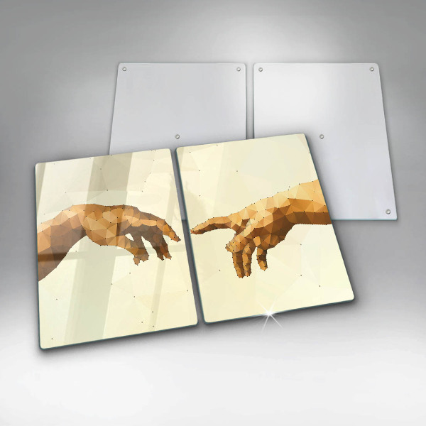 Glass chopping board Creation of Adam hands