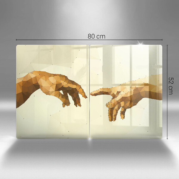 Glass chopping board Creation of Adam hands