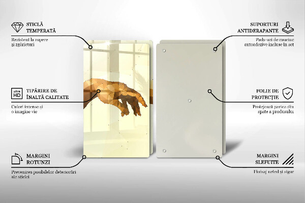 Glass chopping board Creation of Adam hands