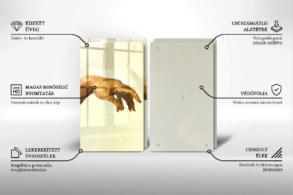 Glass chopping board Creation of Adam hands