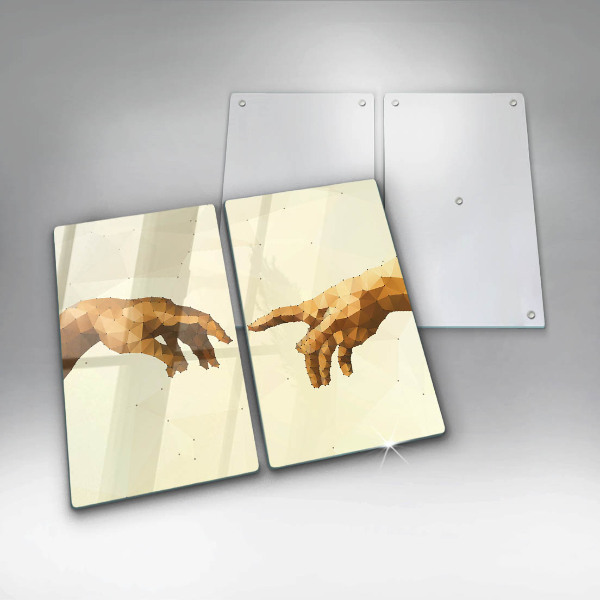 Glass chopping board Creation of Adam hands