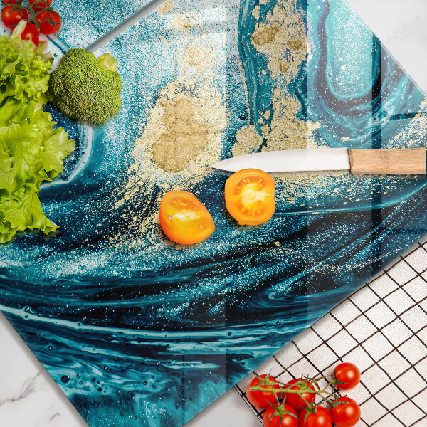 Glass chopping board Blue abstraction gold