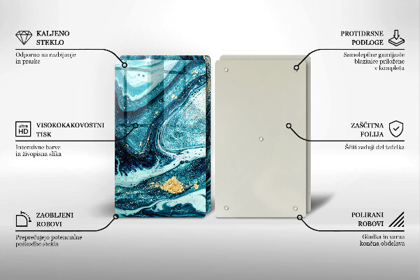 Glass chopping board Blue abstraction gold