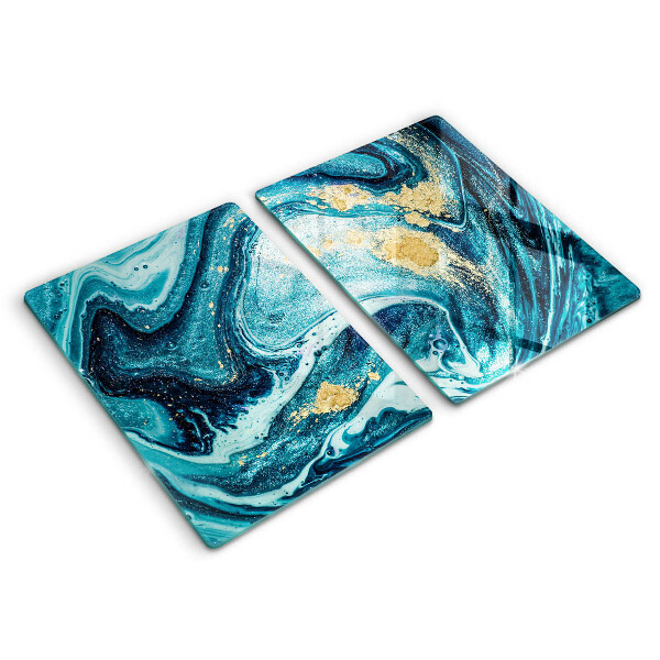 Glass chopping board Blue abstraction gold