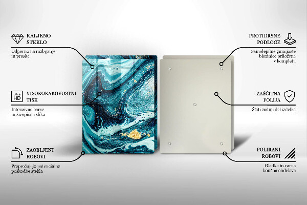 Glass chopping board Blue abstraction gold