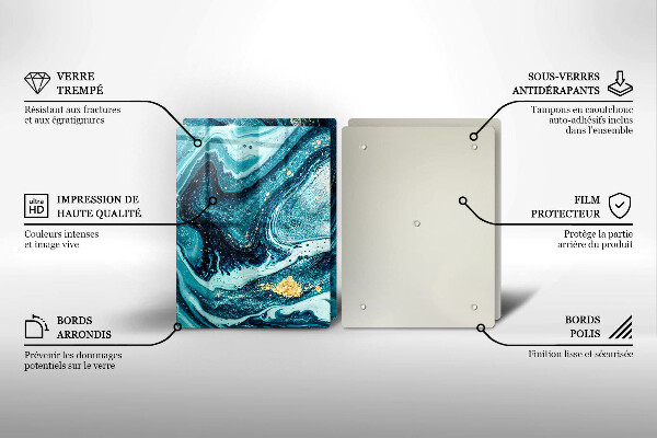 Glass chopping board Blue abstraction gold