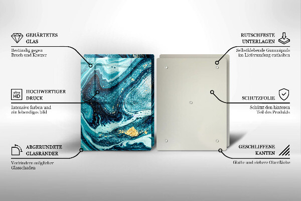 Glass chopping board Blue abstraction gold