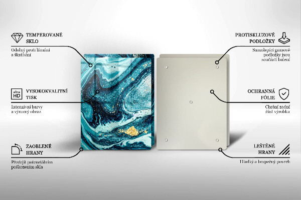 Glass chopping board Blue abstraction gold