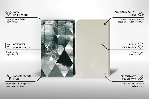 Glass chopping board Triangles and water