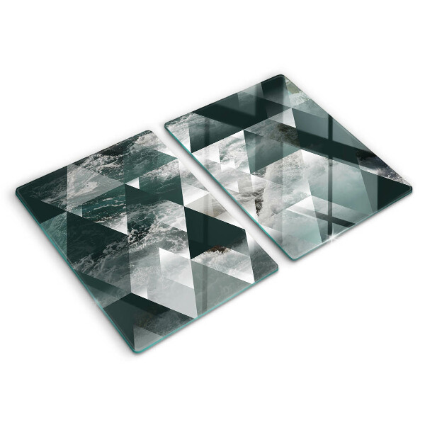 Glass chopping board Triangles and water