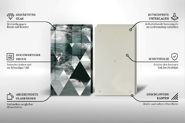 Glass chopping board Triangles and water
