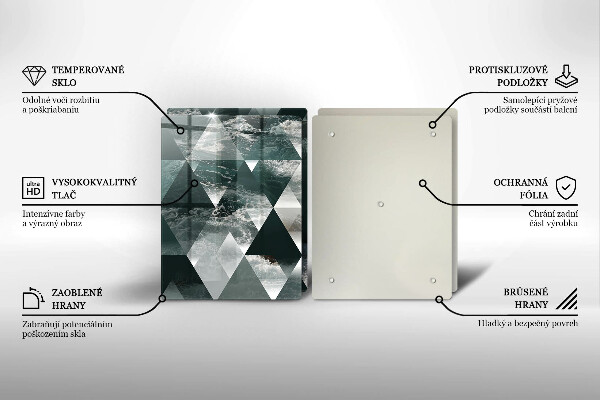 Glass chopping board Triangles and water