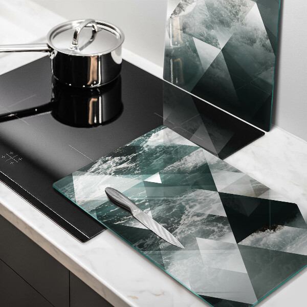 Glass chopping board Triangles and water