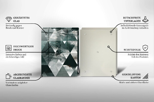 Glass chopping board Triangles and water