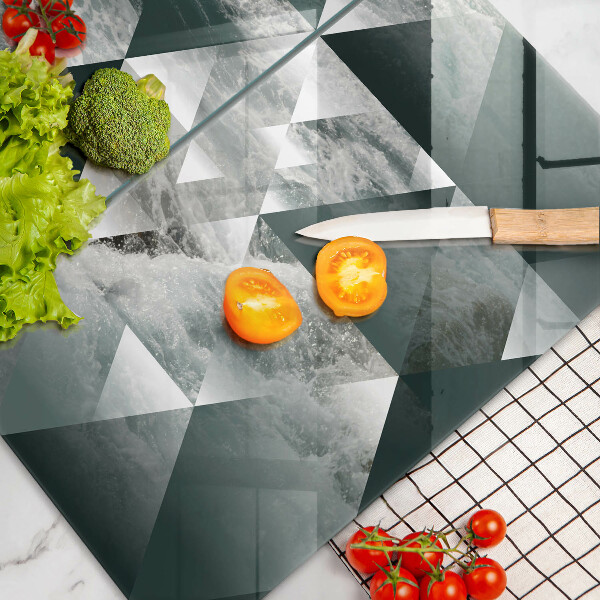 Glass chopping board Triangles and water