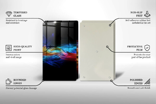 Glass chopping board Colorful smoke