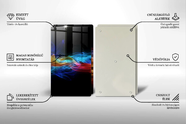 Glass chopping board Colorful smoke