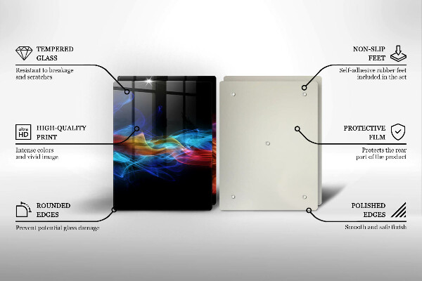 Glass chopping board Colorful smoke