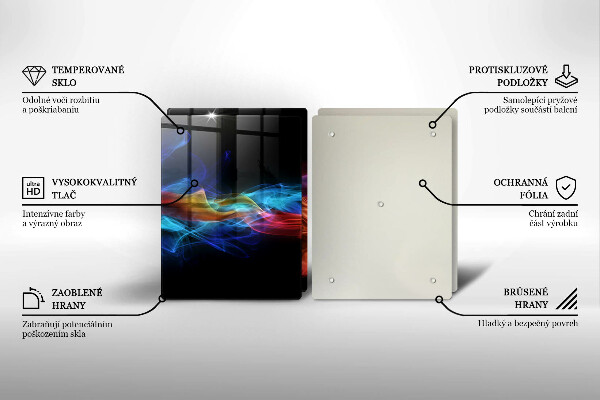 Glass chopping board Colorful smoke