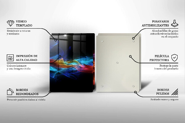 Glass chopping board Colorful smoke