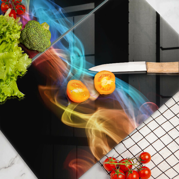 Glass chopping board Colorful smoke