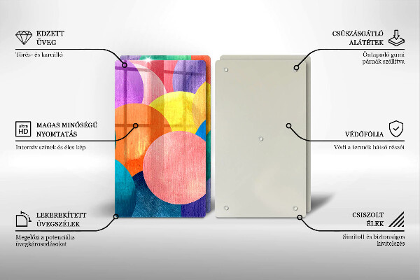 Glass chopping board Colorful wheels