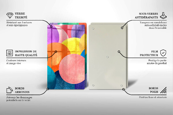 Glass chopping board Colorful wheels