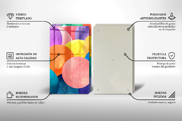 Glass chopping board Colorful wheels