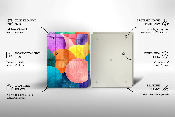 Glass chopping board Colorful wheels