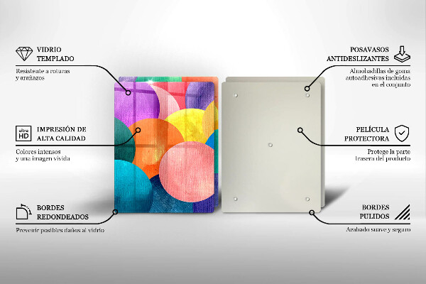 Glass chopping board Colorful wheels