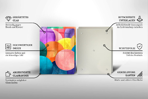 Glass chopping board Colorful wheels