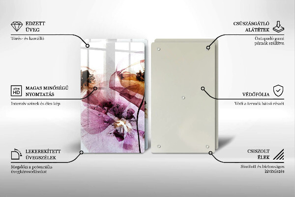 Glass chopping board Delicate flowers
