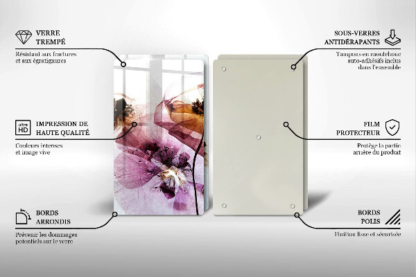 Glass chopping board Delicate flowers