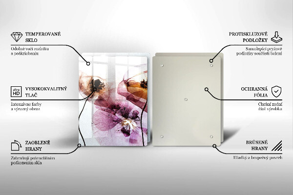 Glass chopping board Delicate flowers