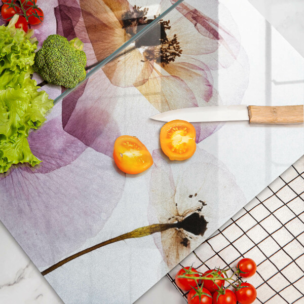 Glass chopping board Delicate flowers