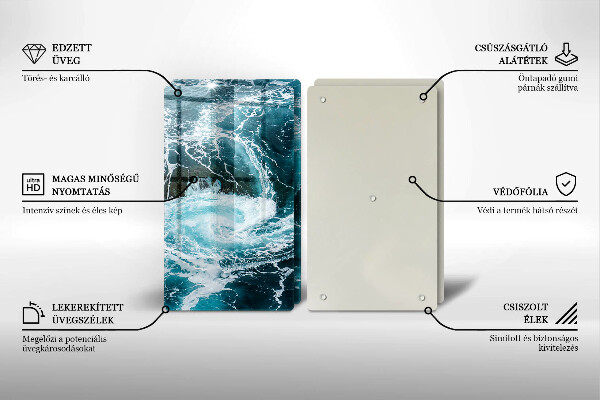Glass chopping board Foamed water waves