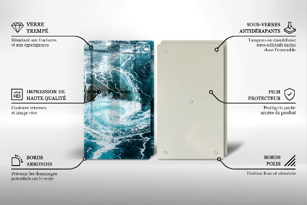 Glass chopping board Foamed water waves