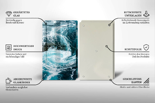 Glass chopping board Foamed water waves