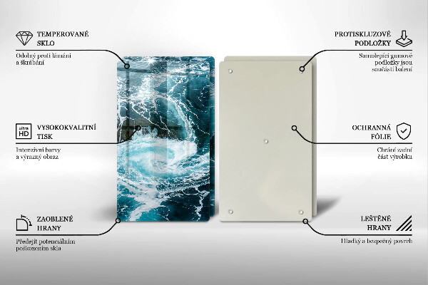 Glass chopping board Foamed water waves