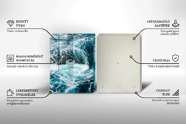 Glass chopping board Foamed water waves