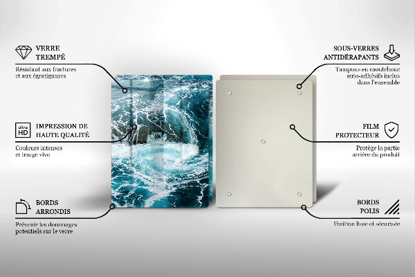 Glass chopping board Foamed water waves