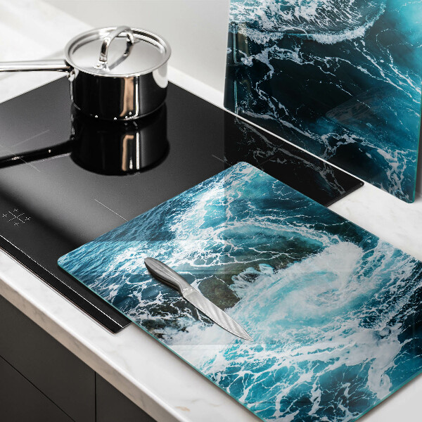 Glass chopping board Foamed water waves