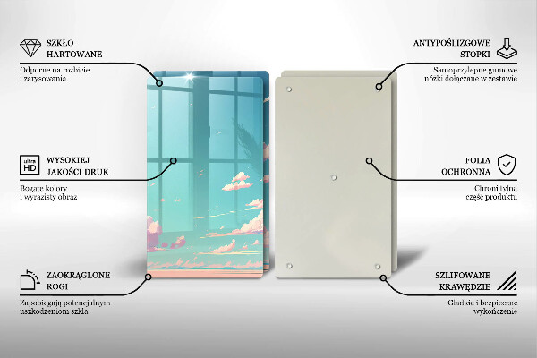 Glass chopping board Illustration sky