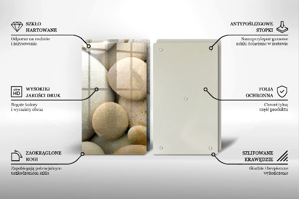 Glass chopping board Oval stone pattern