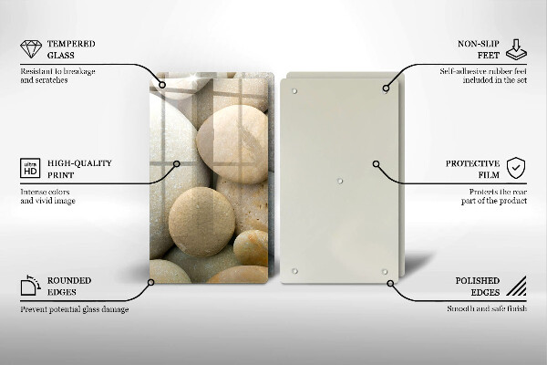 Glass chopping board Oval stone pattern