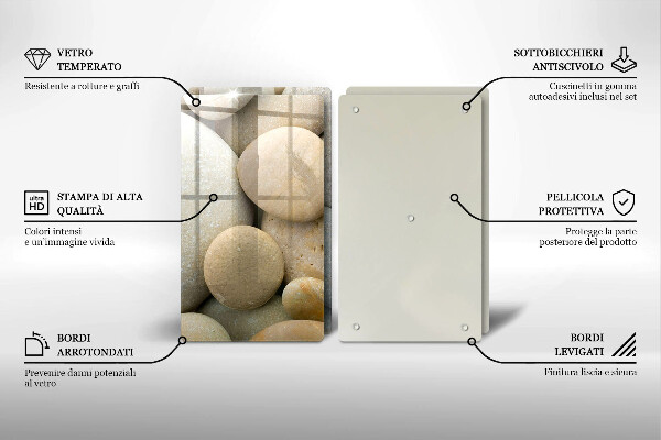 Glass chopping board Oval stone pattern