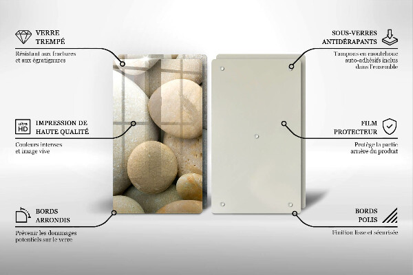 Glass chopping board Oval stone pattern